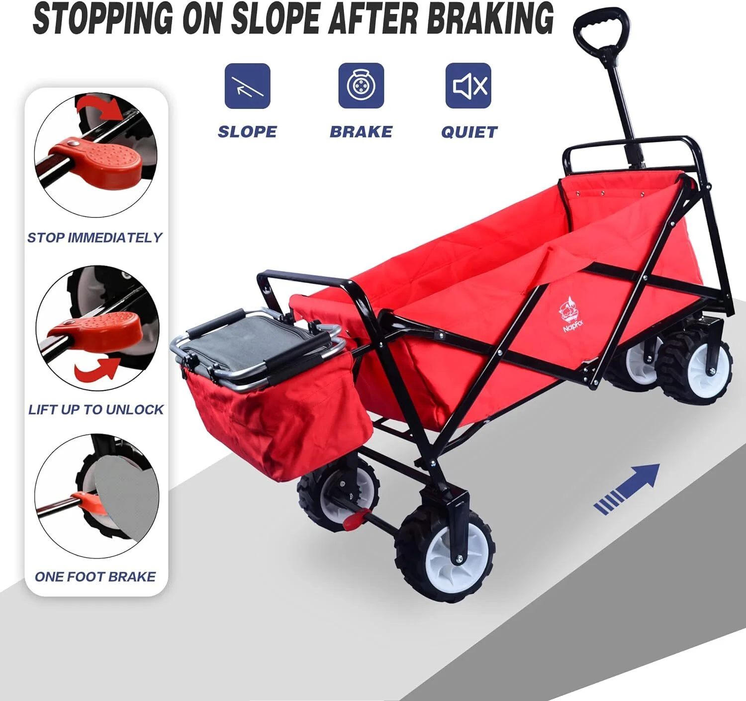 Camping Wagon,Kepeak Collapsible Wagon Heavy Duty Folding Wagon Cart with Removable Canopy,Utility Carts with Cooler Bag for Outdoor Garden,Red - Curated Treasures Market