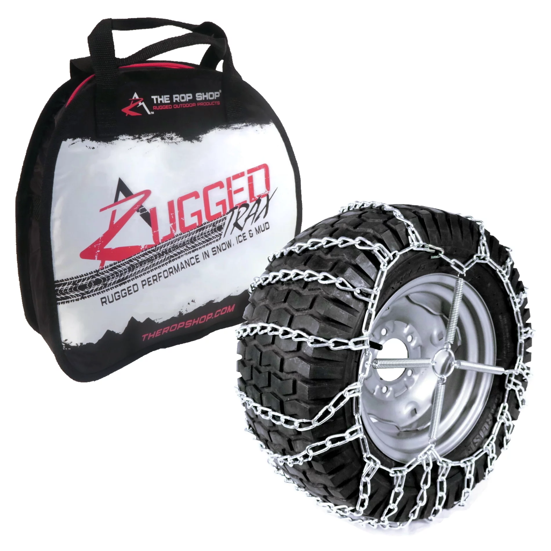 The ROP Shop | 2 Link Tire Chains & Tensioners for John Deere Riding Mower With 19x9.5x8 Tires - Curated Treasures Market