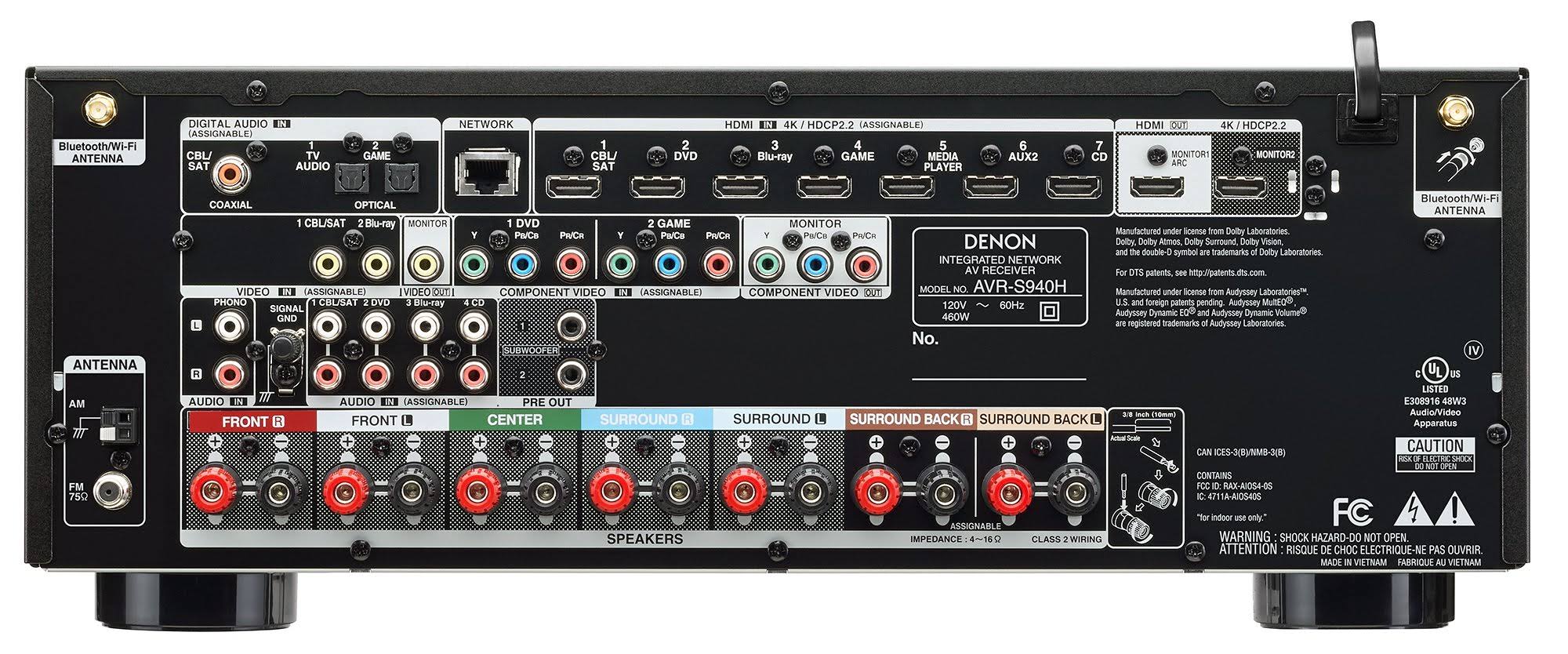 Denon AVR S940H 7.2 Channel AV Network Receiver - Black