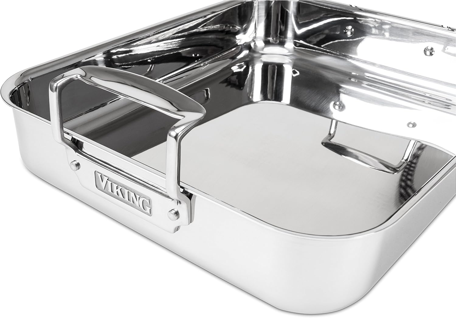 Viking Culinary 3-Ply Stainless Steel Roasting Pan, Includes a Nonstick Rack, Dishwasher, Oven Safe, Works on All Cooktops including Induction