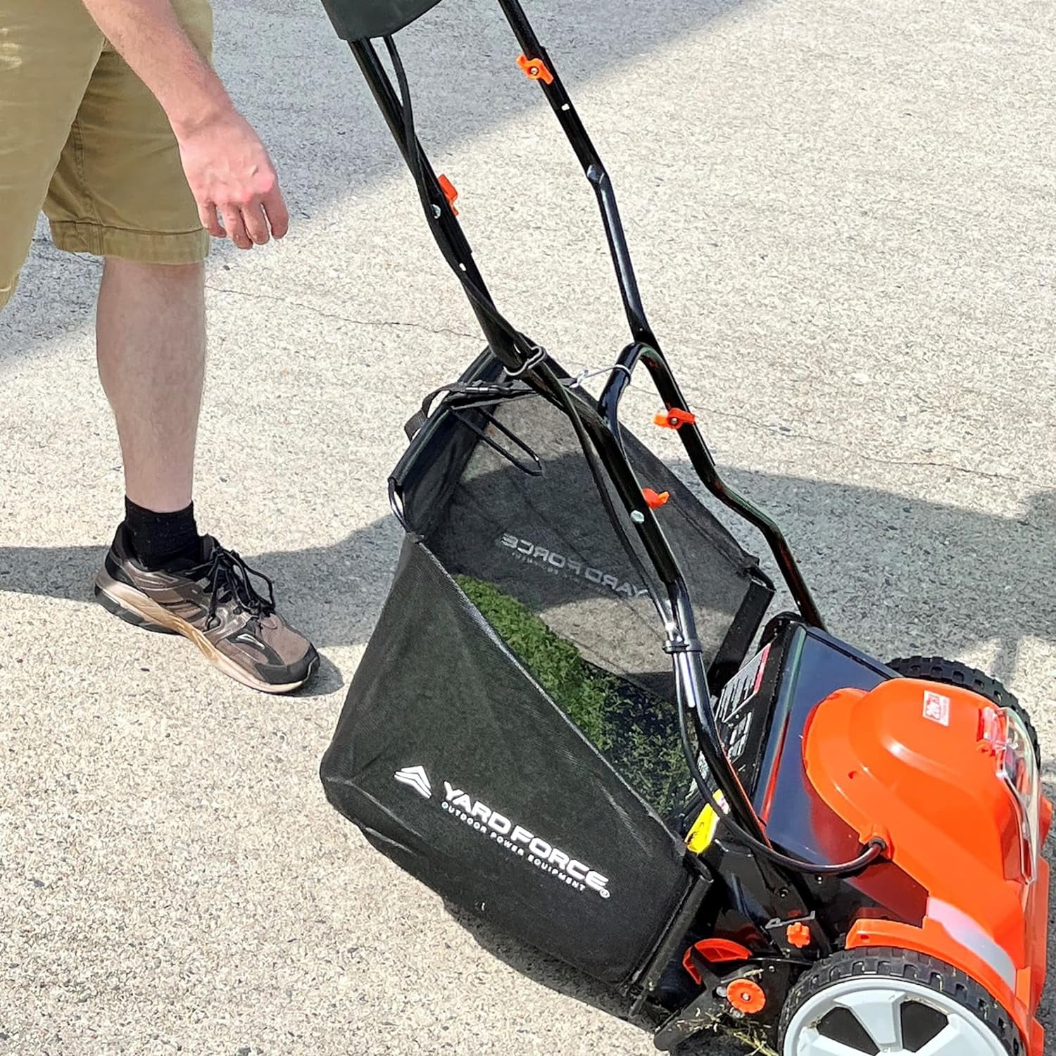 Yard Force Reel Mower Cordless Hybrid 15-inch 20V Lithium-Ion, Compact Storage, 12 Gallon Grass Collection Bag, Clean Cut for a Healthy Lawn (15 Inch Reel Mower)