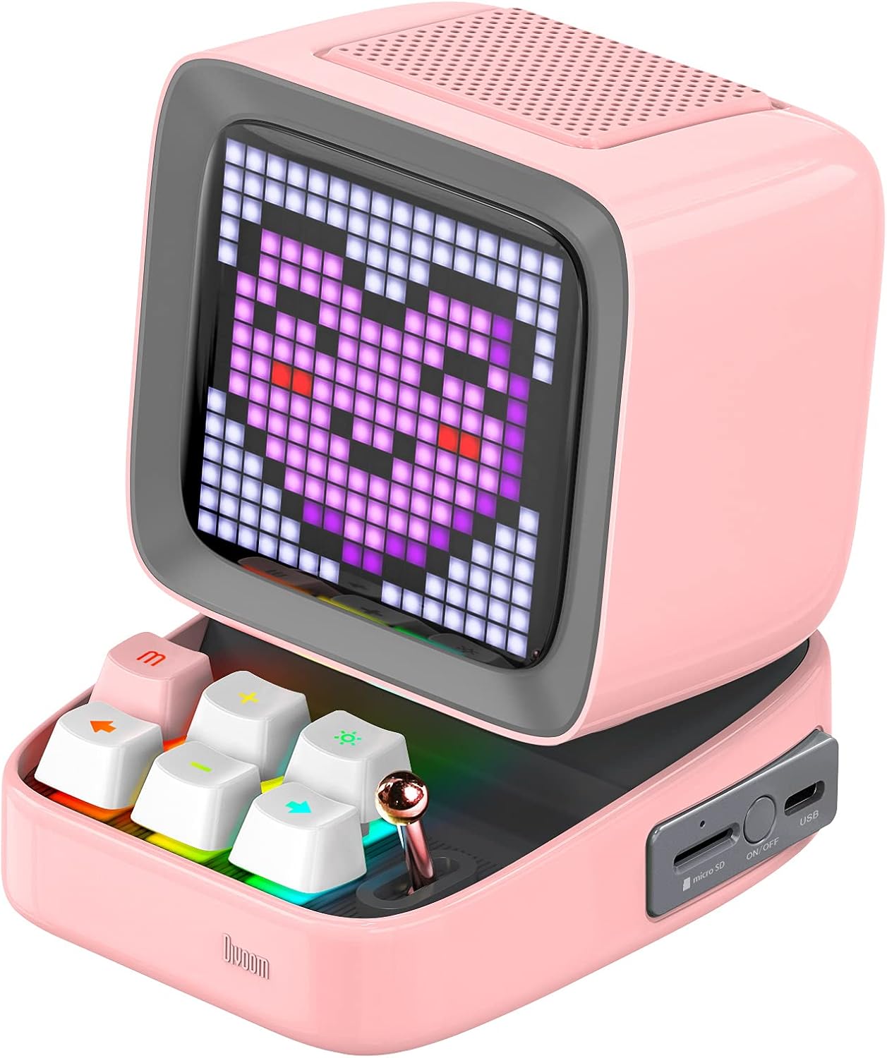 Divoom Ditoo Pixel Art Gaming Portable Bluetooth Speaker with App Controlled 16X16 LED Front Panel, Also a Smart Alarm (White)