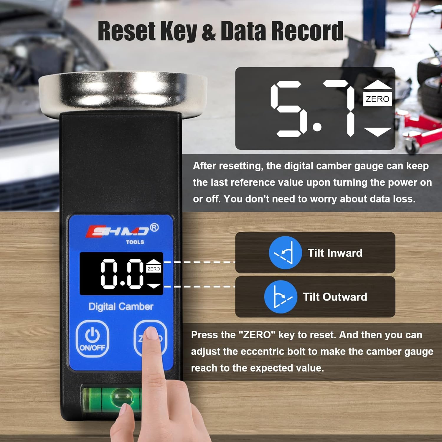 Camber Gauge Digital Wheel Alignment Tool -90° to +90° Wide Range Wheel Alignment & Balancing Tools Accurate Caster Camber Gauge with Digital Display & Powerful Magnet & Positioning Bubble & Reset Key
