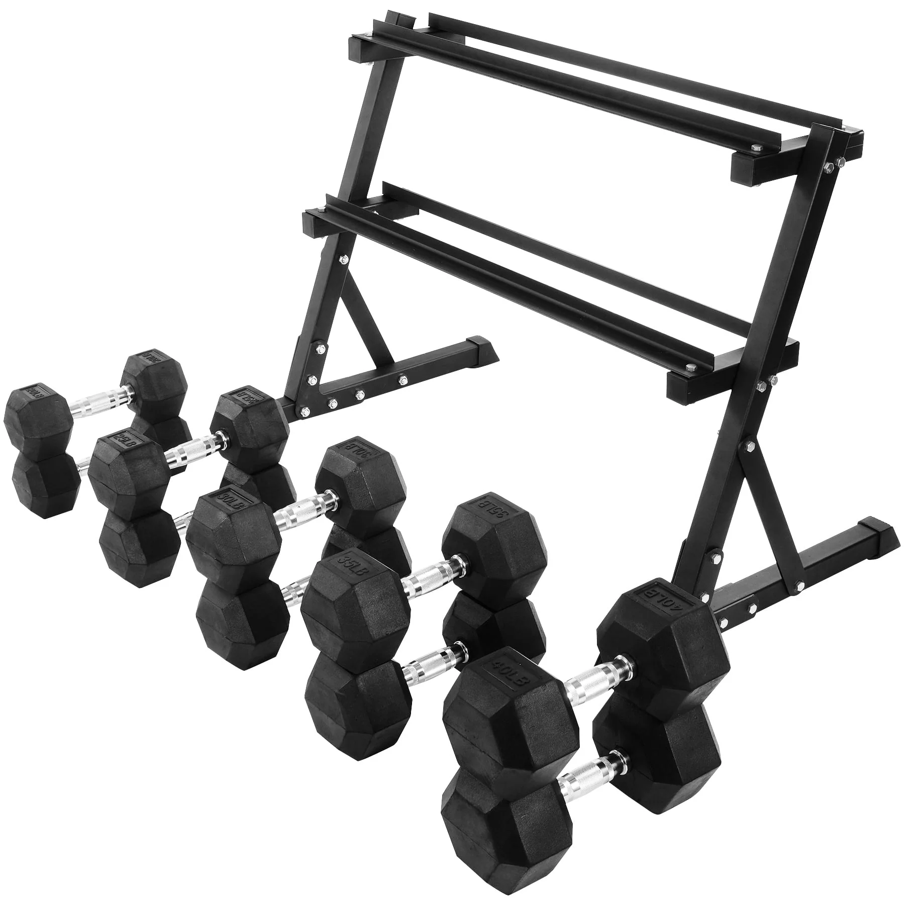 BalanceFrom 150 LB Dumbbell Set with A-Frame Rack, Pair of 5, 10, 15, 20, 25 LB