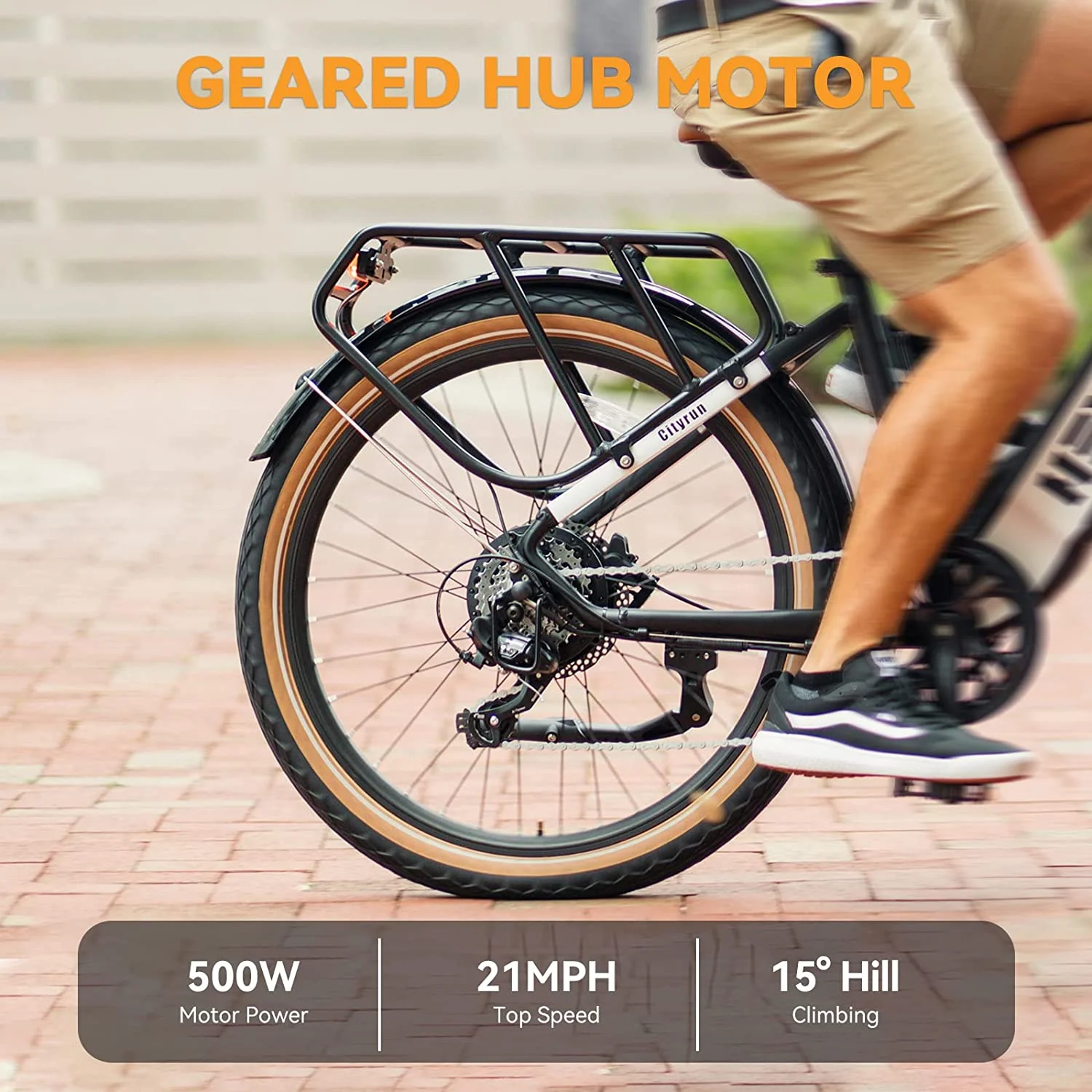 Heybike Cityrun 500W Electric Bike for Adults, 26" Electric Hybrid Bicycle City Ebike with 48V 15Ah Removable Battery, Step-Thru Electric Commuter Bike with APP Control, Black