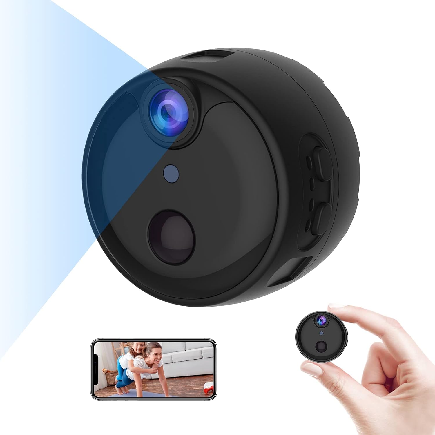 Mini Wireless Indoor Security Camera, 4K HD WiFi Surveillance Cameras, Smallest Portable Nanny Cam with Audio, Free Cloud Storage, Auto Night Vision/ Motion Detection Alerts for Home/Baby/Car Pack of 2