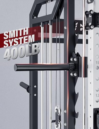 Major Fitness Drone2 Advanced Training Smith Machines– All-in-One Home Gym Squat Rack with Aluminum Pulley Set , Weight Bar, Dual LAT Pull-Down Systems & Cable Crossover Machine for Full-Body Workouts