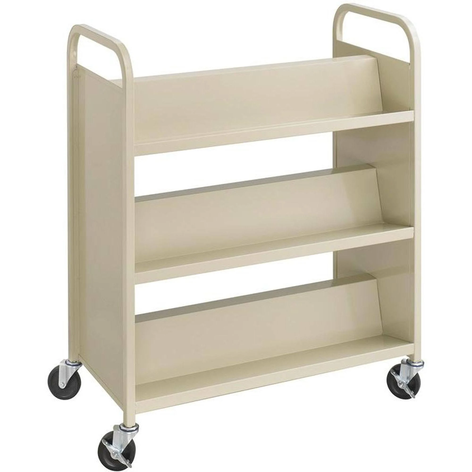Safco Double-Sided Book Cart - Trolley - 6 shelves - powder-coated steel - sand