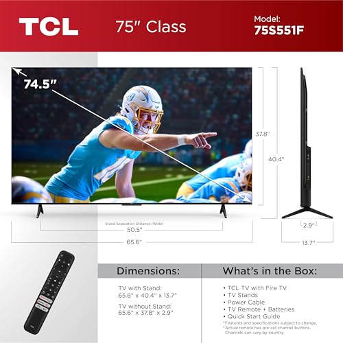 TCL Class S5 UHD 4K LED Smart TV with Fire TV (43S551F, 2024 Model), Dolby Vision, HDR PRO+, Dolby Atmos, Alexa Built-in with Voice Remote, Streaming Television