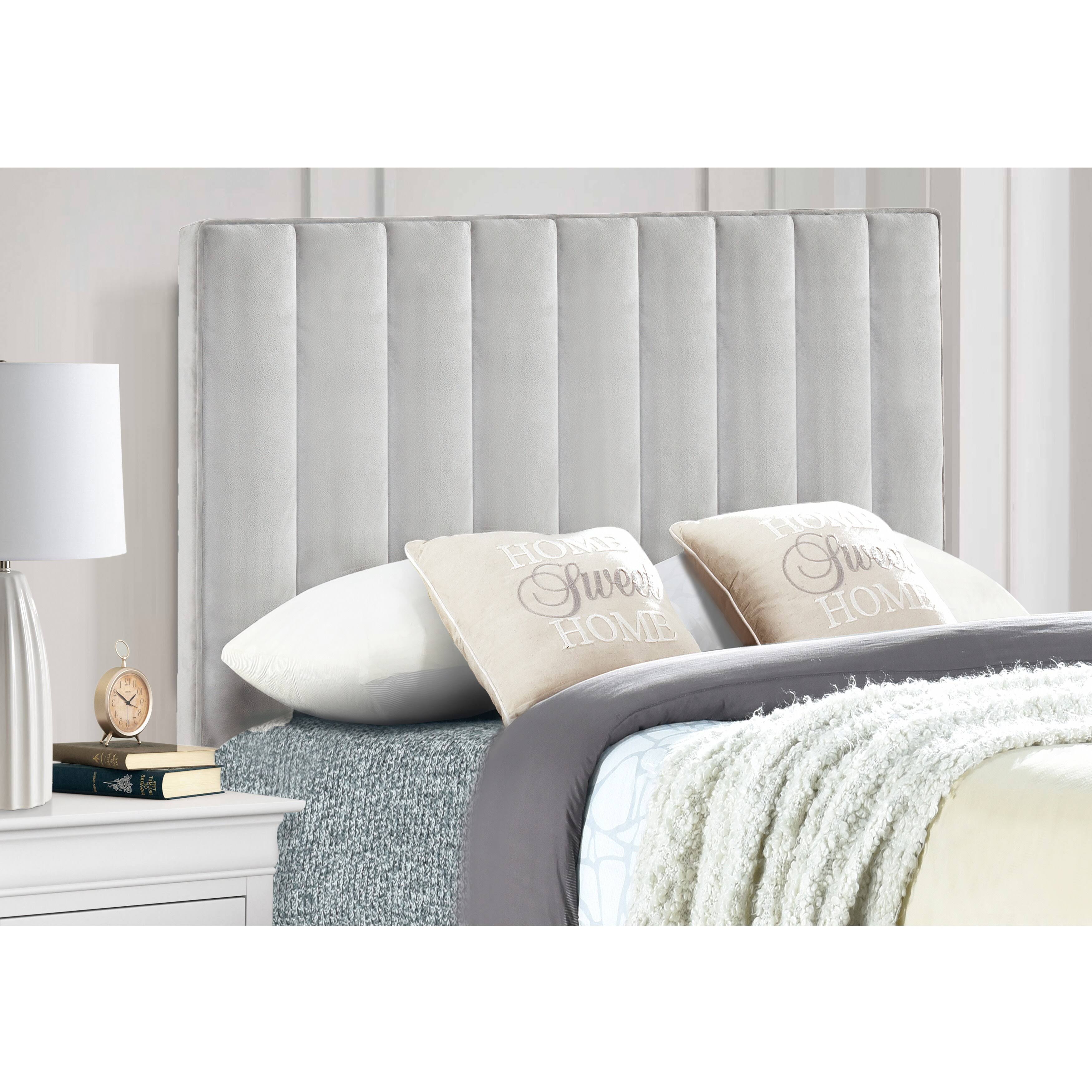 DS-D367-270 Light Gray King Cal. King Velvet Channel Headboard