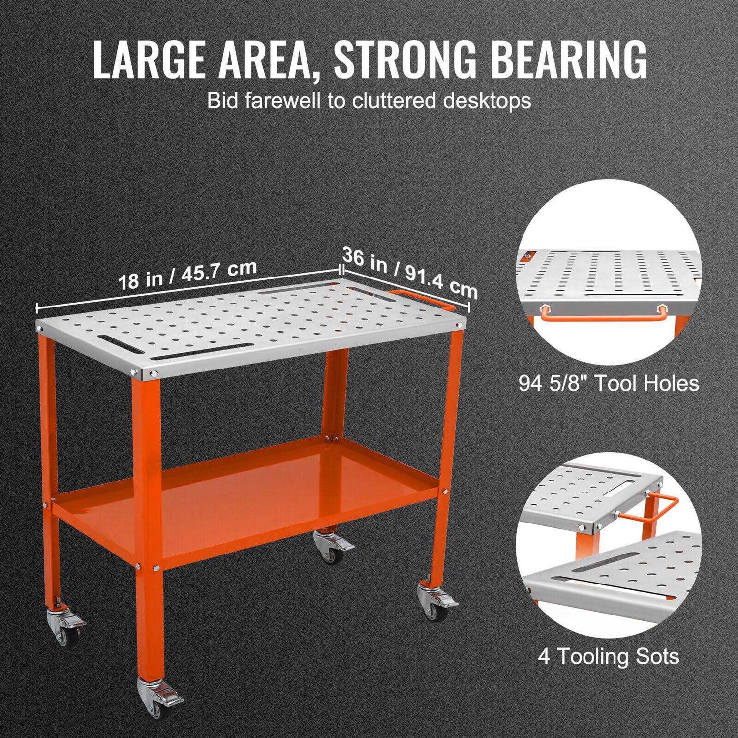 VEVOR 36 x 18 Welding Table 1200lbs Load Capacity Steel Welding Workbench Table on Wheels - Shop Hardware Tools Online Store