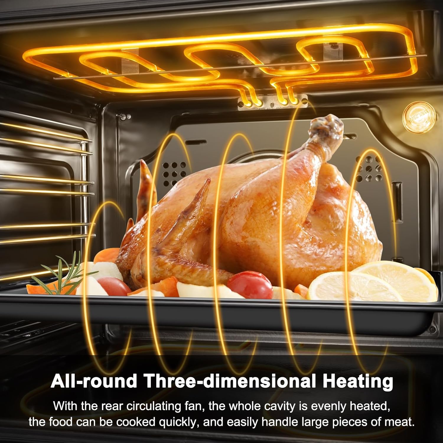 AMZCHEF Single Wall Oven 24" Built-in Electric Ovens with 11 Functions, 8 Automatic Recipes, 2800W, 240V, 2.5Cu.f Convection Wall Oven in Stainless Steel, Touch Control, Timer, Safety Lock