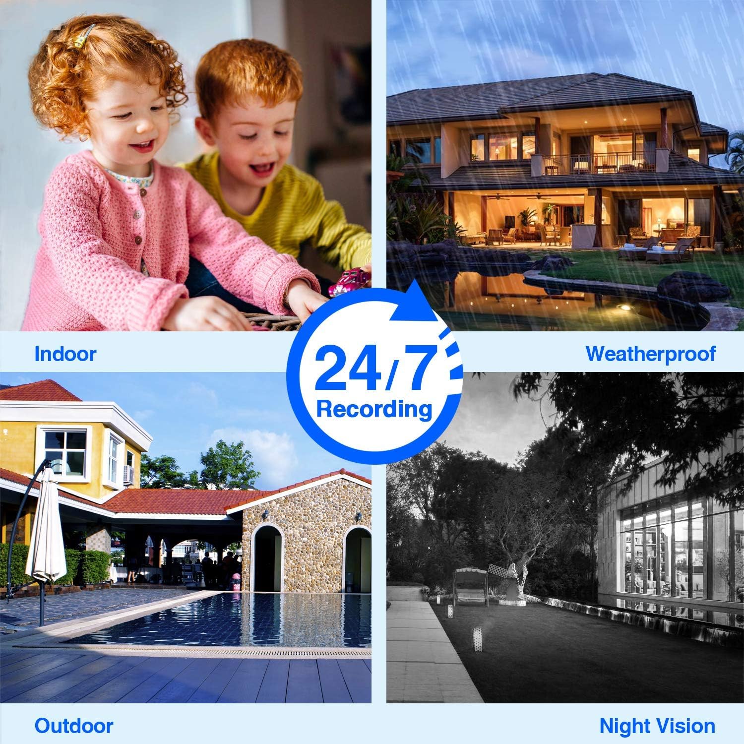[8CH,Expandable] All in one with 10.1 Monitor Wireless Security Camera System, Cromorc Home Business CCTV Surveillance 1080P NVR, 4pcs 3MP Indoor Outdoor Night Vision One-Way Audio Camera,1TB HDD