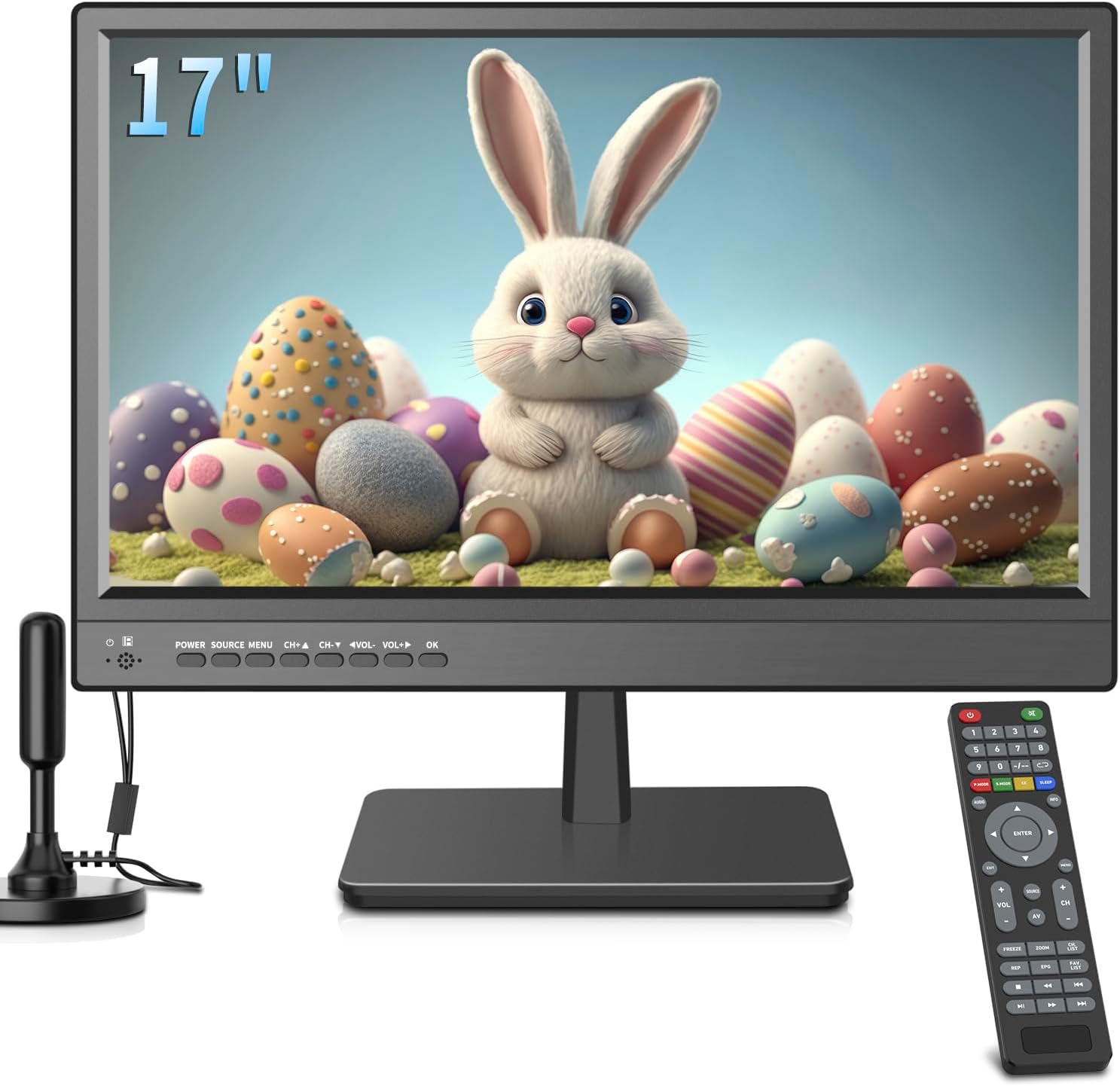17inch TV,Small Flat Screen TV with ATSC Digital Tuner-HDMI &USB Port-Dual Power-12 Volt Charger Cable and AC Power Suitable-for Caravan,Kitchen,Bedroom