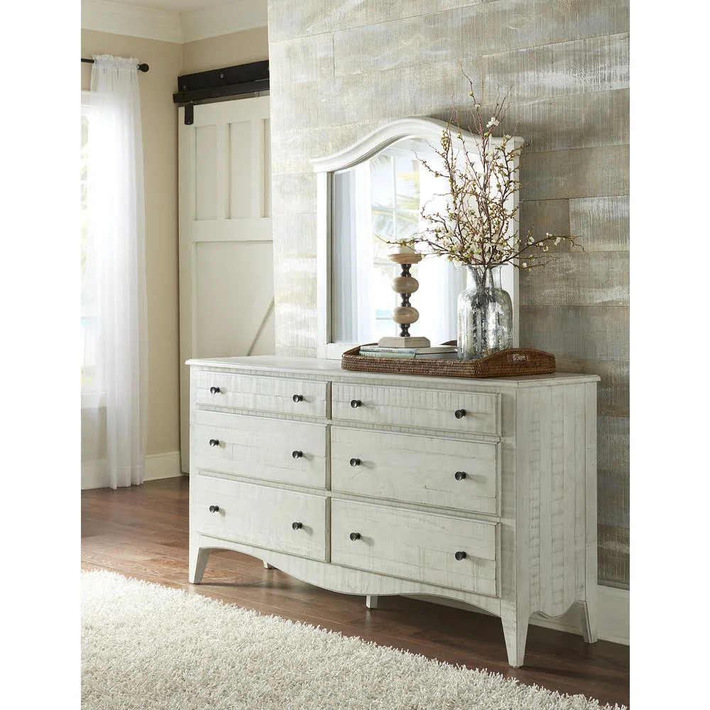 Modus Furniture Ella Solid Wood Six Drawer Dresser in White Wash (2024)