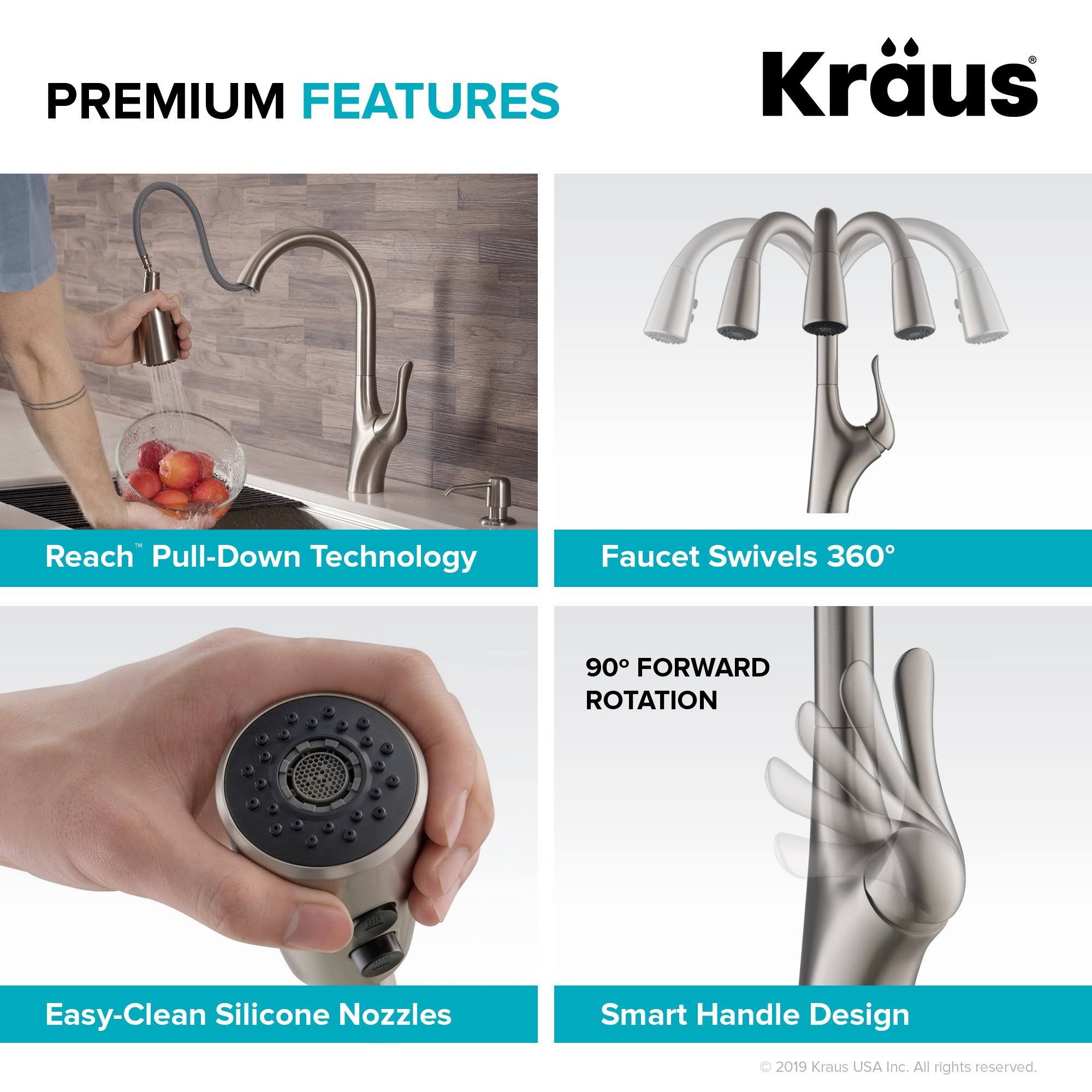 Kraus KPF-1674SFS Merlin Single Handle Pull-Down Kitchen Faucet Spot Free - Stainless Steel