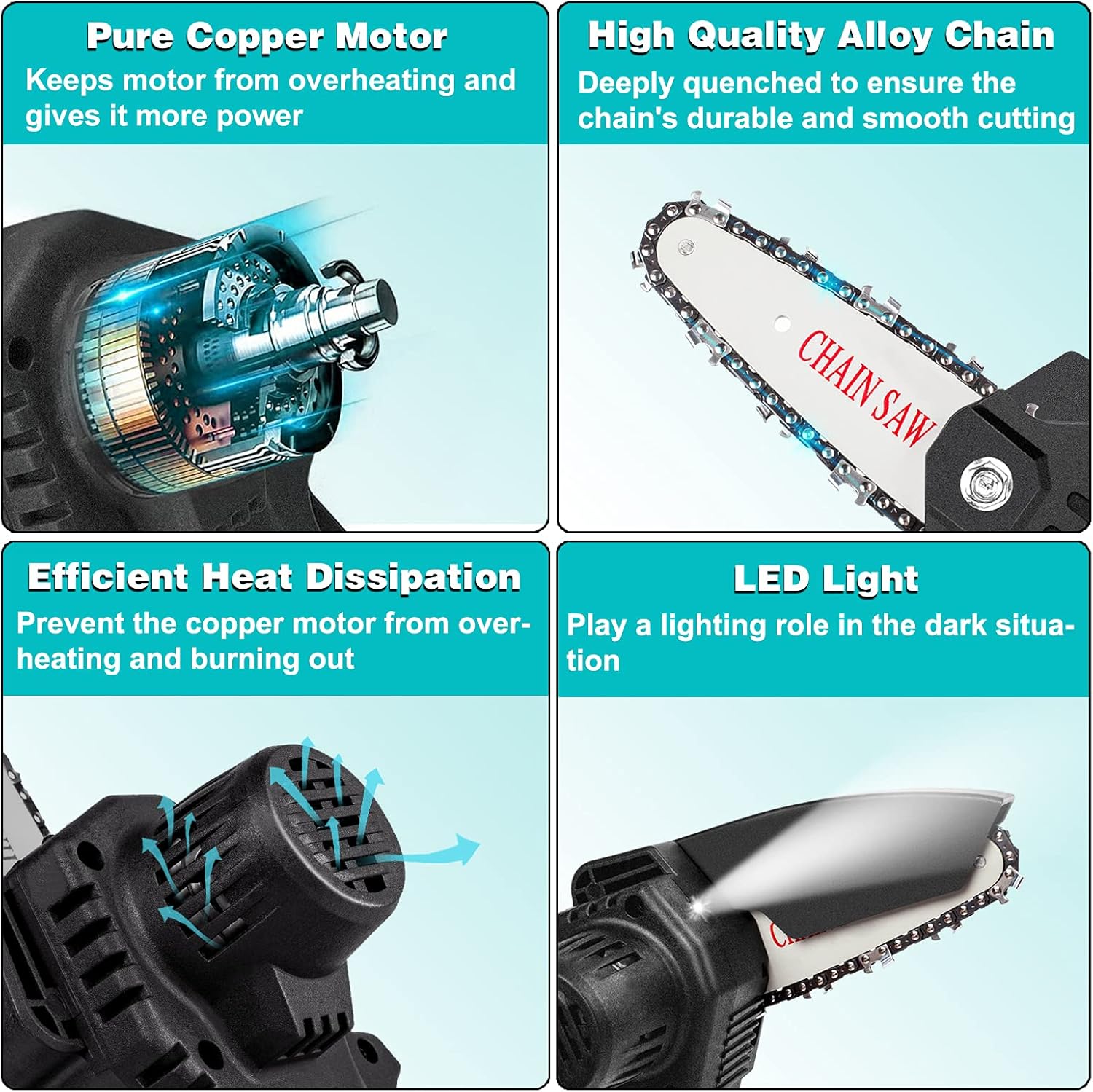 Mini Chainsaw Cordless Upgrade with 3 Chain 24V Strong Power 2 Batteries and Charger, OneLeaf Portable Handheld Battery Chainsaw , Small One-Handed for Gardening Pruning, Tree Trimming Pack of 2