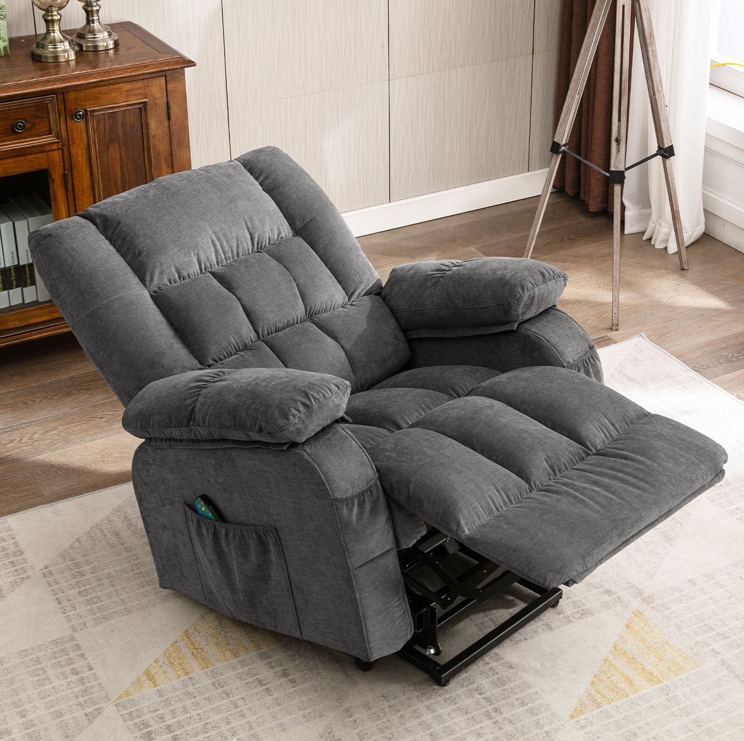 JONPONY Power Lift Recliner Chair Recliners for Elderly with Heat and Massage Recliner Chair for Living Room with Infinite Position and Side Pocket,USB Charge Port,Brown