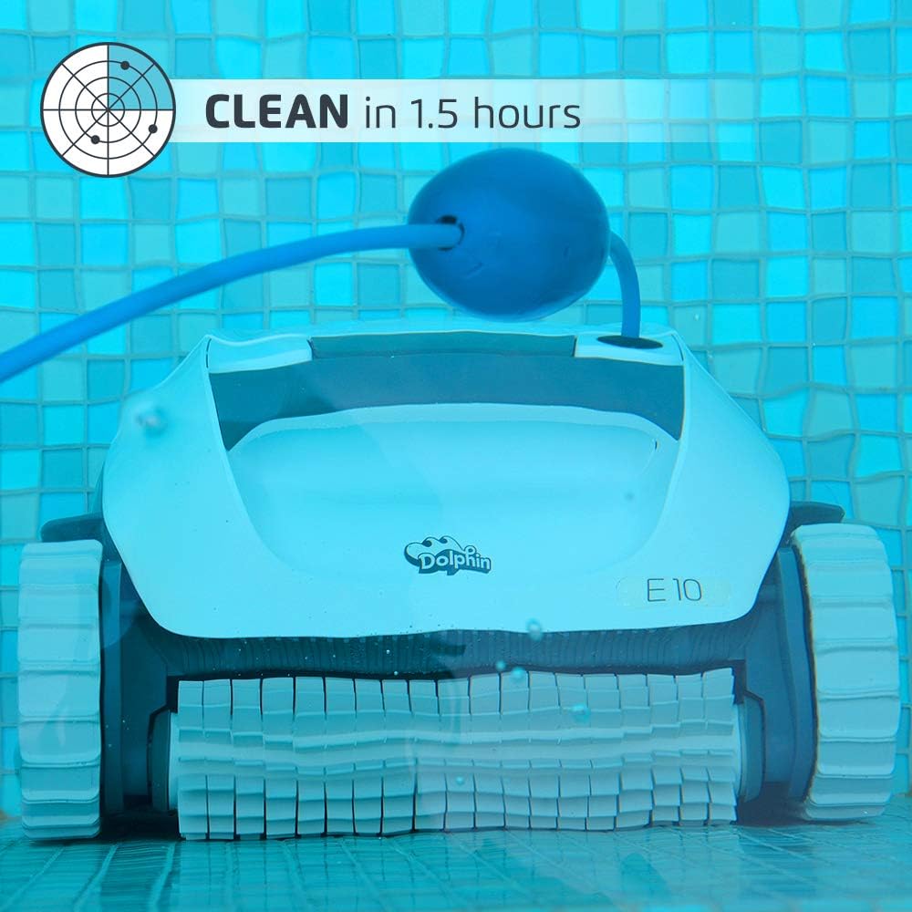 Dolphin E10 Robotic Pool [Vacuum] Cleaner - Ideal for Above Ground Swimming Pools up to 30 Feet - Powerful Suction to Pick up Small Debris - Easy to Clean Top Load Filter Basket