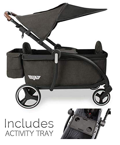Keenz Class Stroller Wagon with Ergonomic Seats and 5-Point Safety Harnesses – Luxury Stroller Wagon for 2 – Lightweight Baby, Toddler & Big Kids Wagon with Removable Canopy & One Handed Folding