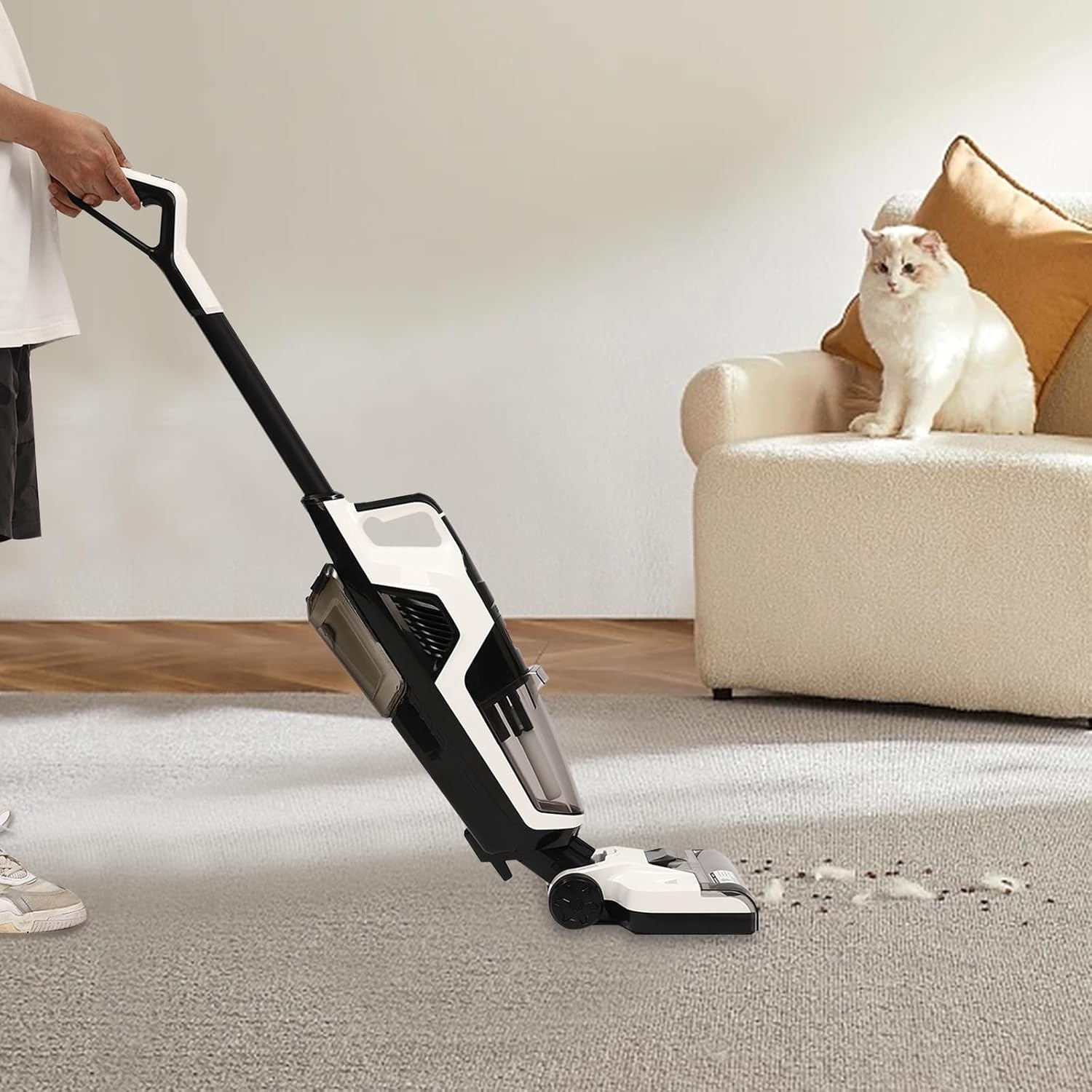Wet Dry Vacuum, Smart One-Step Self-Cleaning Vacuum Mop with 17000Pa Intense Power Suction,Lightweight & Long Run Time,Great for Sticky Messes and Pet Hair