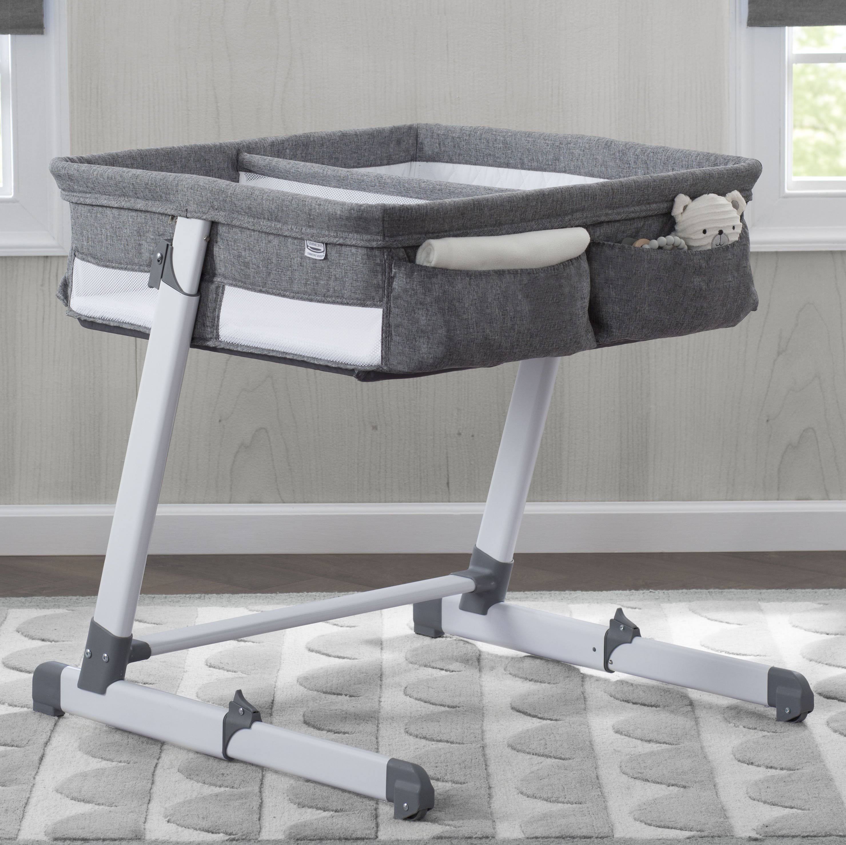 Simmons Kids by The Bed Twin City Sleeper Bassinet, Med Grey