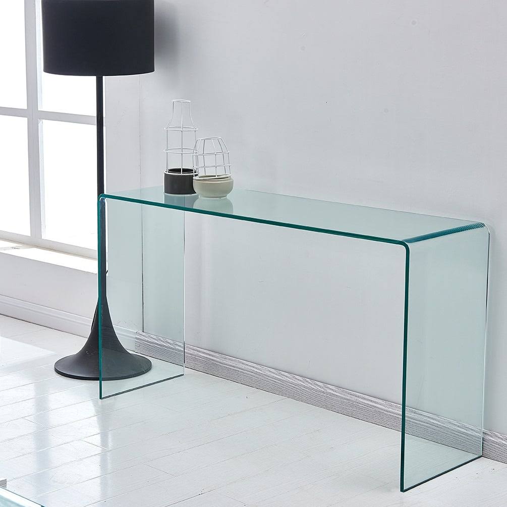 Glass Console Table, Transparent Tempered Glass Console Table - 43.3x13.78x29.52 inch