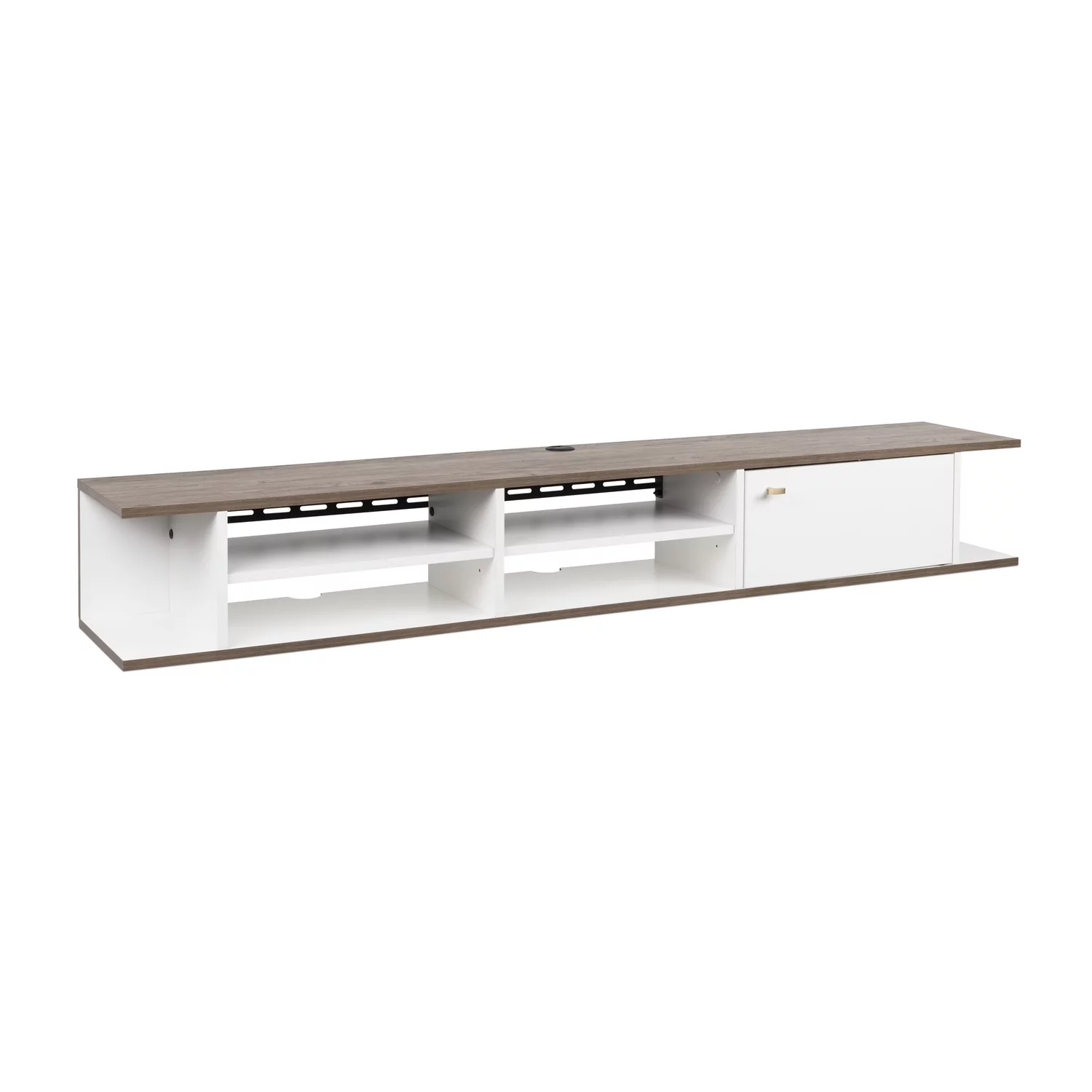 Prepac Wall Mounted Media Console with Door, White and Drifted Gray