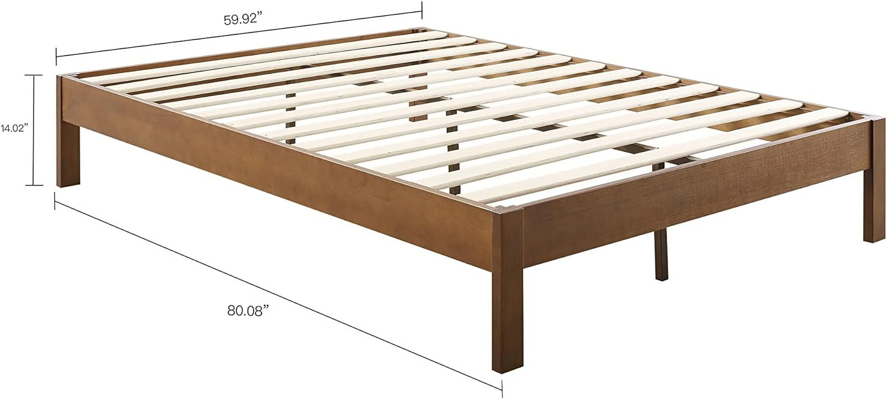 Deluxe Wood Platform Bed Frame,/Full/Queen/King Bed Frame,No Need For Box Spring,Rivet Modern Solid Pine Wood Platform Bed,Antique Espresso (Queen)