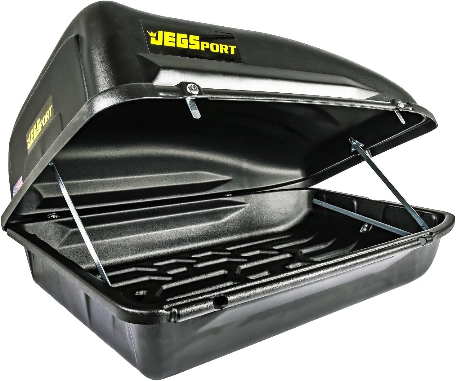 JEGS Rooftop Cargo Carrier for Car Storage - Small Roof Rack Cargo Carrier - Heavy Duty Waterproof Storage - Made in USA - 10 Cubic Ft - 110 Lb Capacity - Zero Tool Easy Assembly - Aerodynamic Design