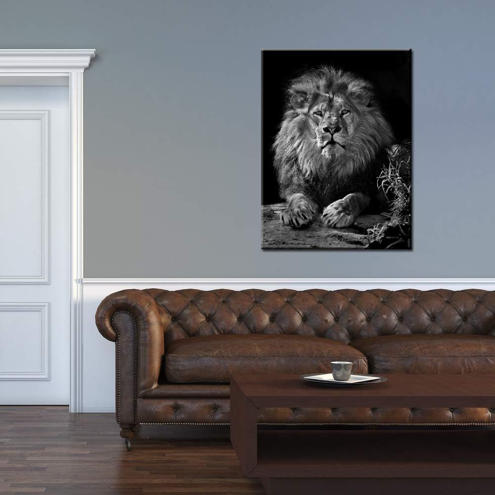 Nachic Wall Lion Canvas Wall Art Modern Black and White Animal Picture Painting for Home Office Living Room Bedroom Decor Gallery Canvas Wrapped Ready to Hang