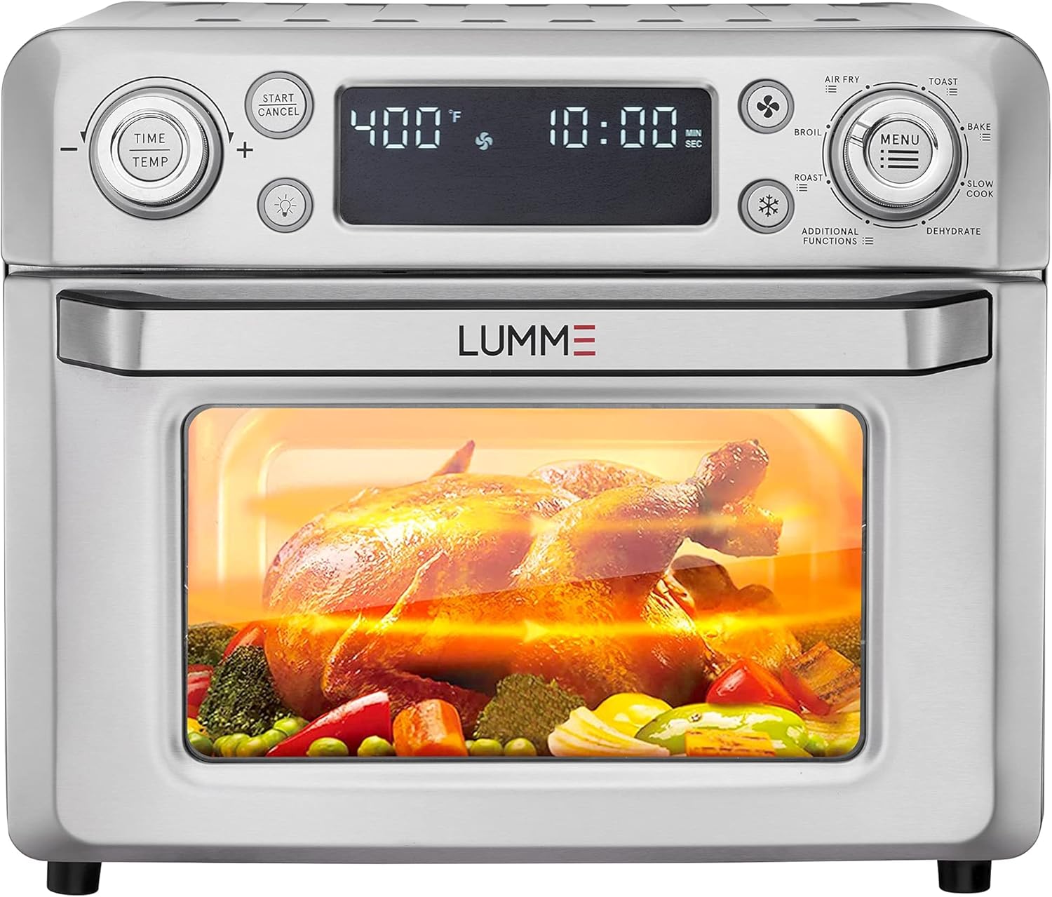 Lumme Air Fryer, Toaster Oven, and Dehydrator Multifunction Air Fryer Countertop 4 in 1 Air Fryer Stainless Steel 20L Large Capacity Accessories Included
