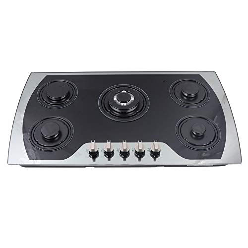 Gas Cooktop 30 Inch Gas Stove Cooktop Stove Burner Tempered Glass Built in 5 Burners Gas Hob Grate Stovetop LPG/NG Convertible