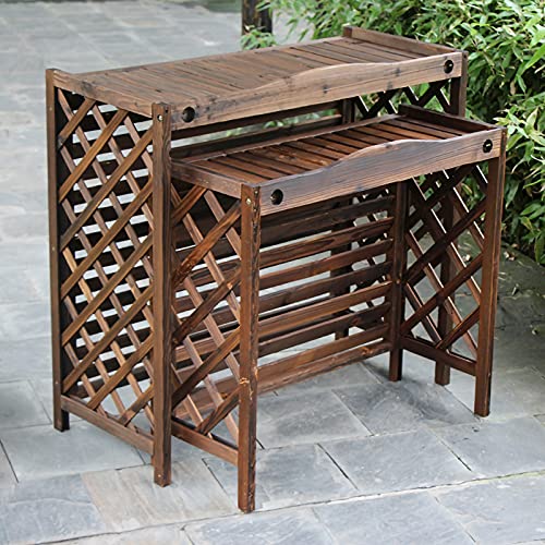 Wooden Air Conditioner Cover Flower Stand Wooden Air Conditioning Rack Conditioning Shell Blinds Solid Wood Air Conditioning Cover Outdoor Plant Storage