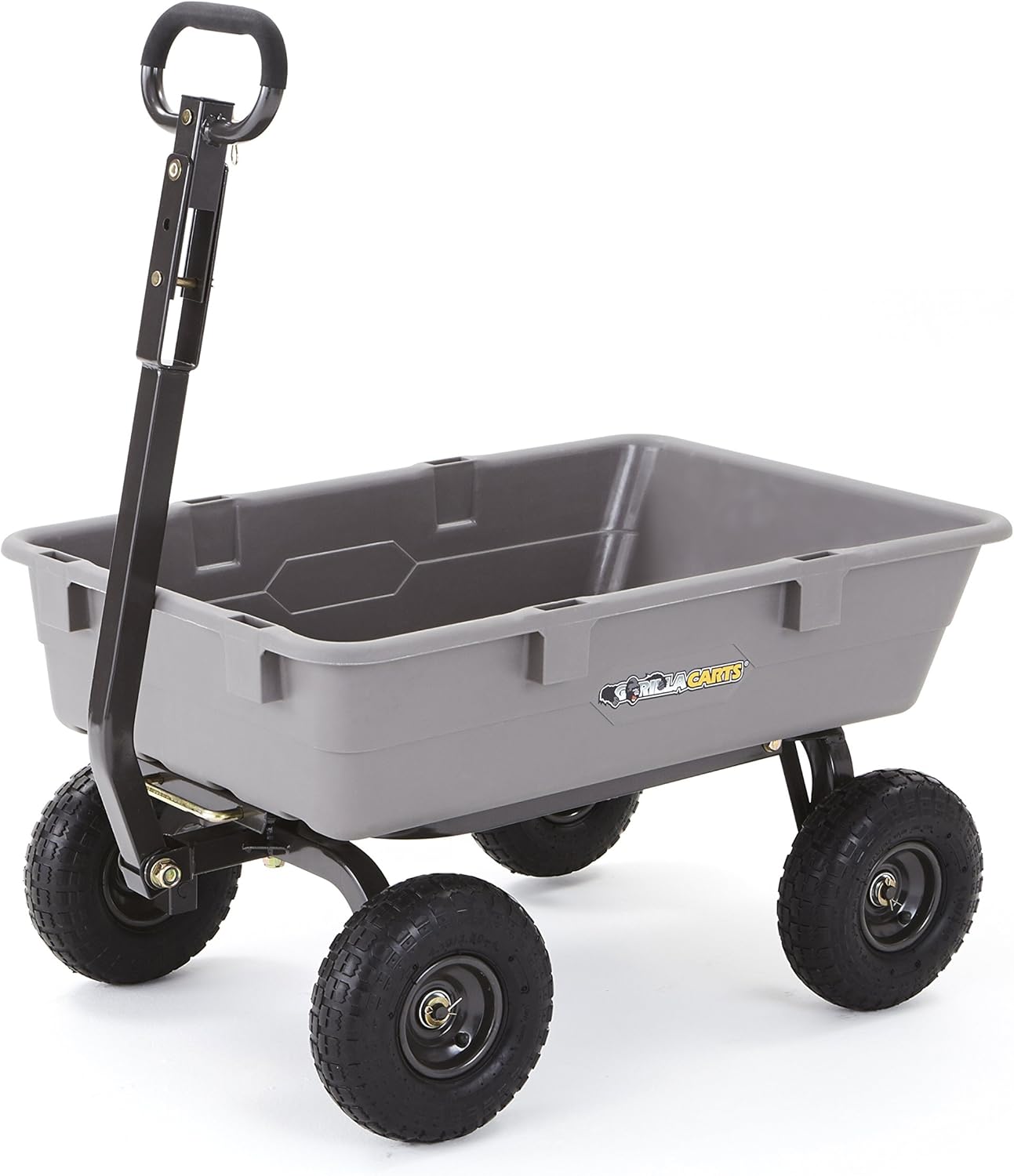 Gorilla Carts Poly Garden Dump Cart with Steel Frame and 10" Pneumatic Tires,800-lbs. Capacity, Gray