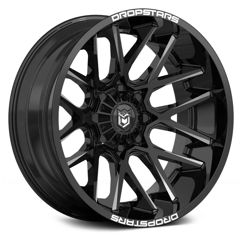 Dropstars 654bm Deep Concave 20x10 8x6.5x22 -25mm Black/Milled Wheel Rim