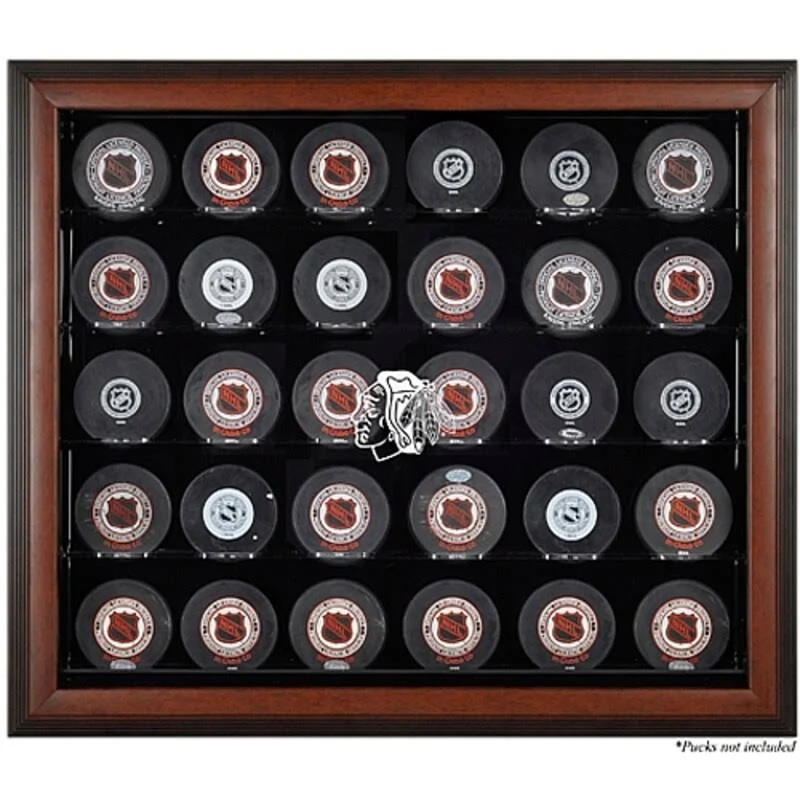 Chicago Blackhawks 30-Puck Brown Display Case