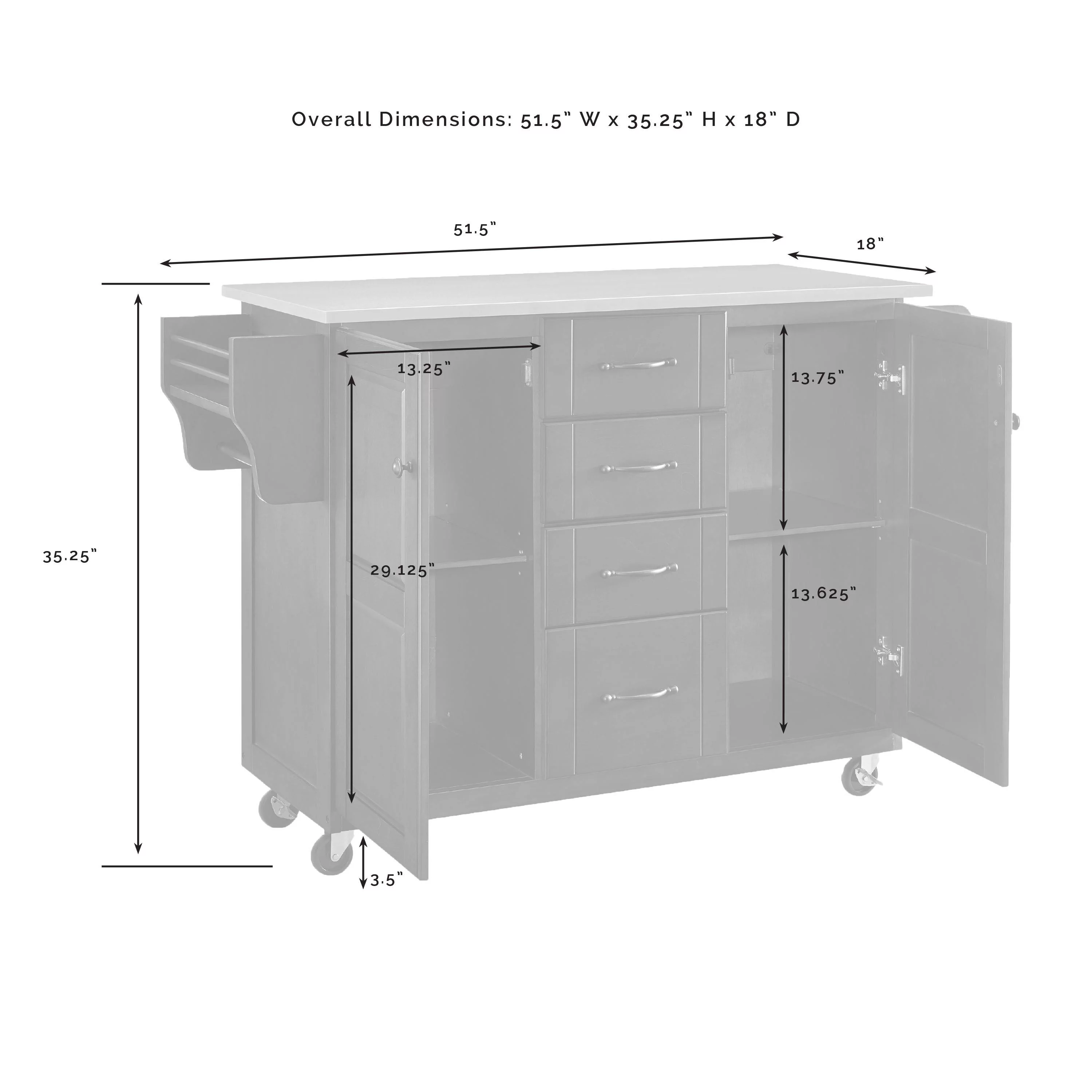 Crosley Eleanor White Granite Top Kitchen Cart in Mahogany