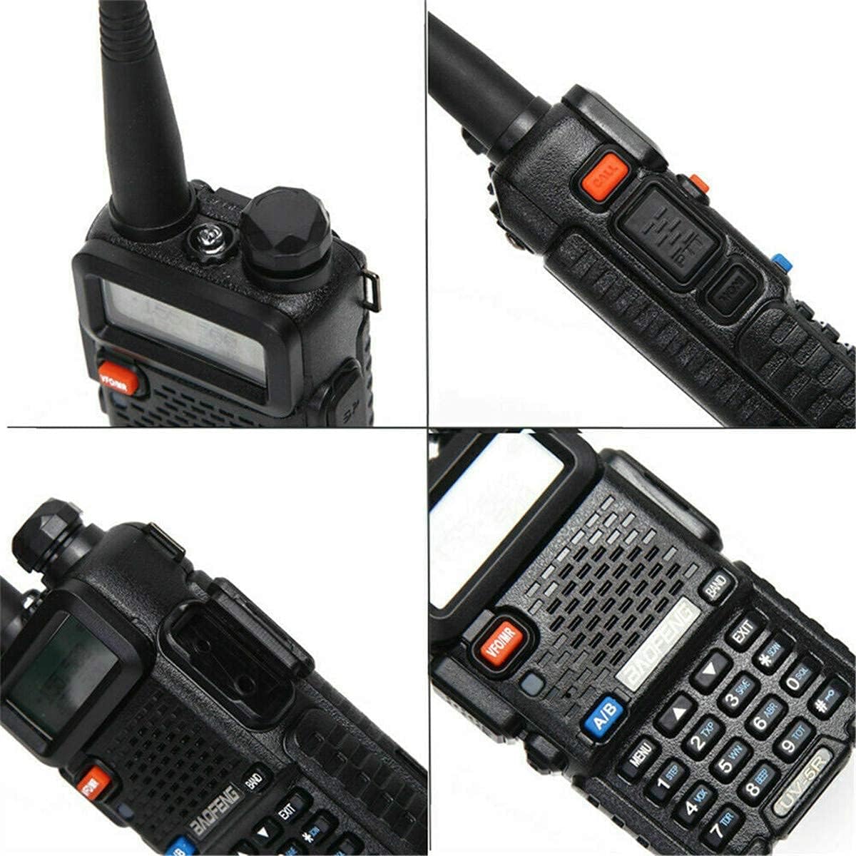 2 Pack Baofeng UV-5R Two Way Radio Portable Rechargeable Long Range Two Way Radio Handheld Walkie Talkie with 2 Pack 771 Antenna (Black) Pack of 2
