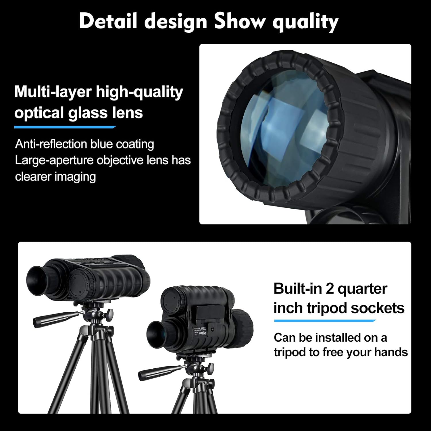 Night Vision Monocular, HD Digital Infrared Camera Scope 6x50mm with 1.5 inch TFT LCD High Power Hunting Gear Takes 5mp Photo 720 Video up to 350m/1150ft Detection Distance