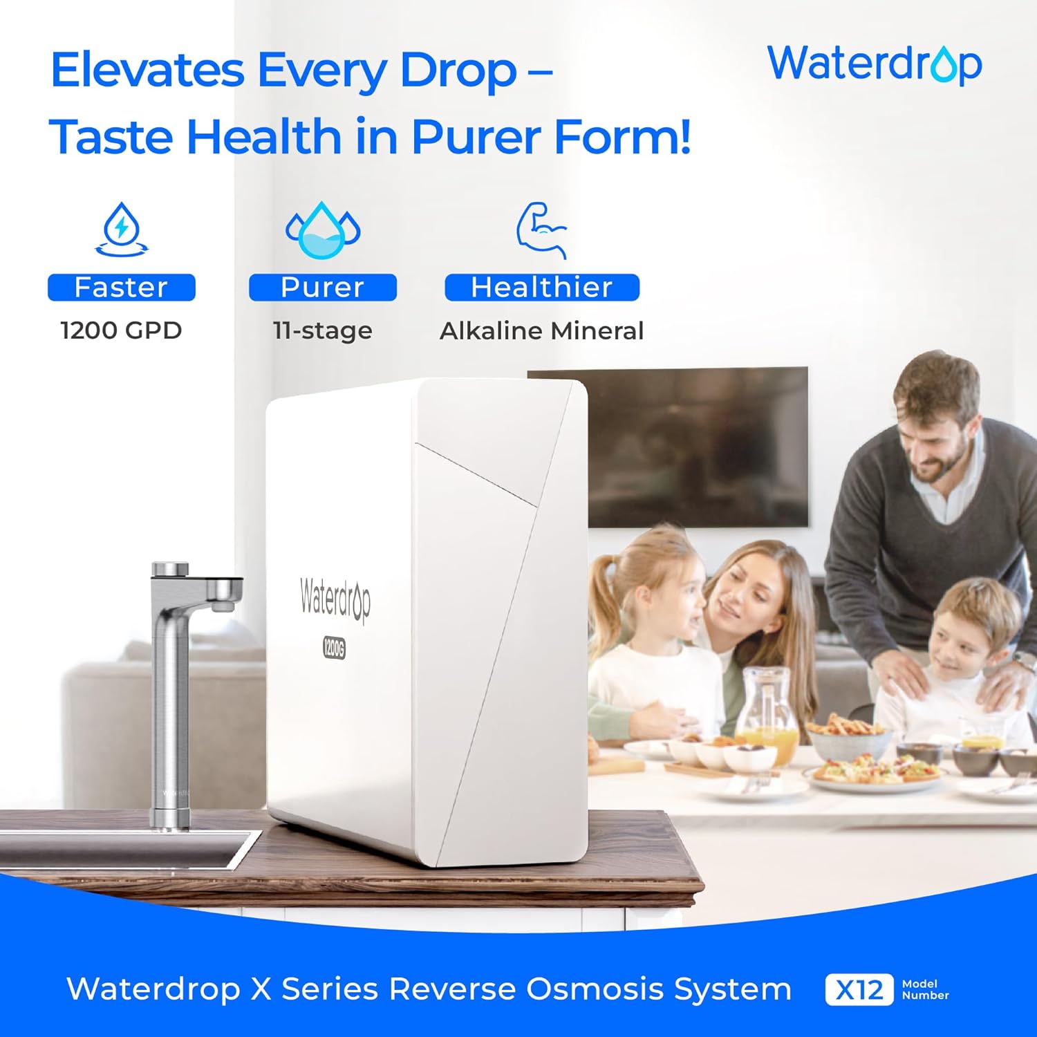 Waterdrop X12 Reverse Osmosis System with Waterdrop AP810 Whole House Water Filter, Bundle