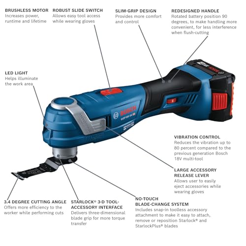 BOSCH GOP18V-34B14 18V Brushless StarlockPlus® Oscillating Multi-Tool Kit