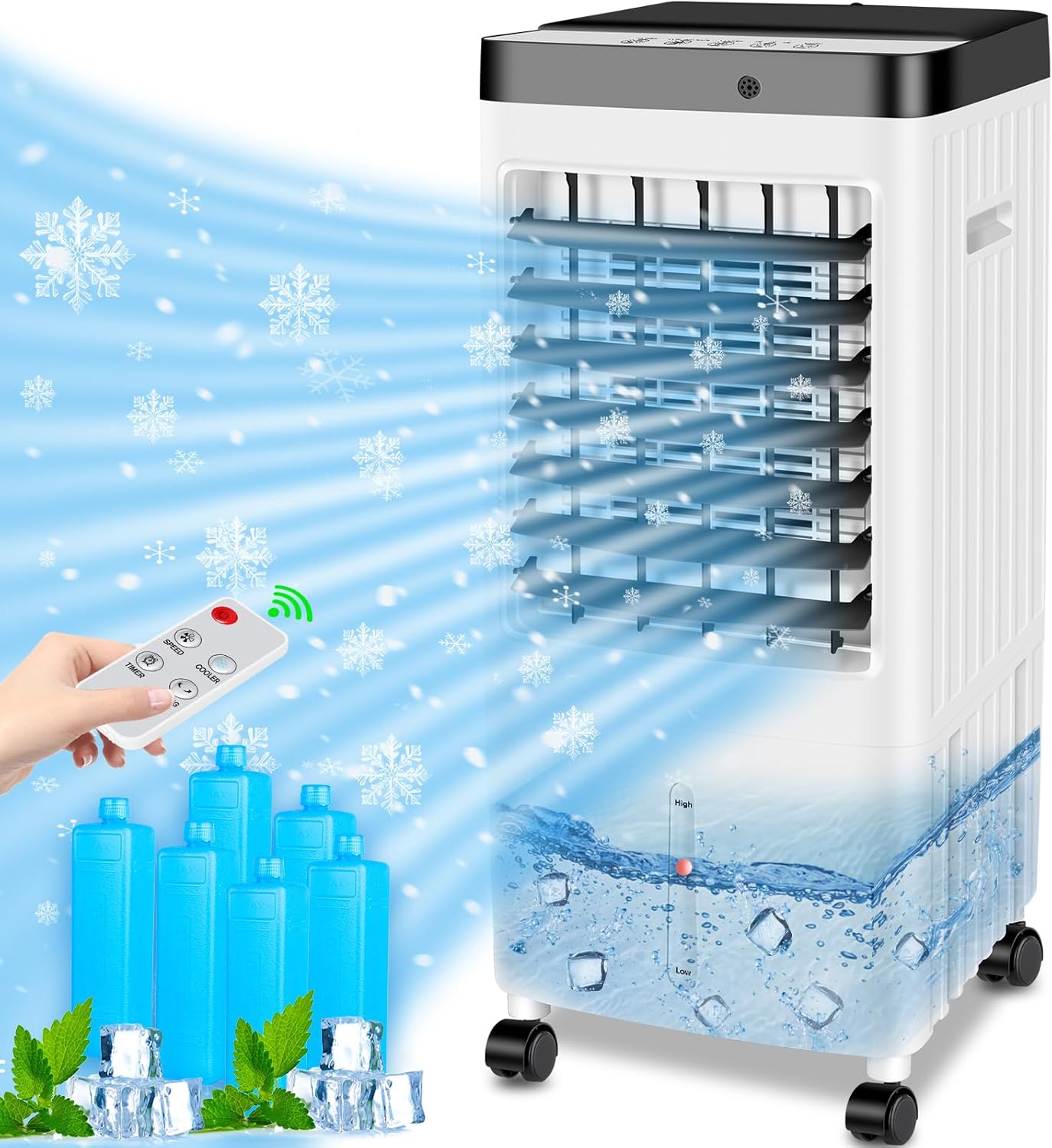 Portable Air Conditioners,20H Cooling Time Room Air Conditioners,3 IN 1 Swamp Cooler with 3.2 Gal Water Tank,Ac Unit with Timer,3 Speeds,75° Oscillation,Air Cooler for Room/Kitchen/Bedroom/Garage
