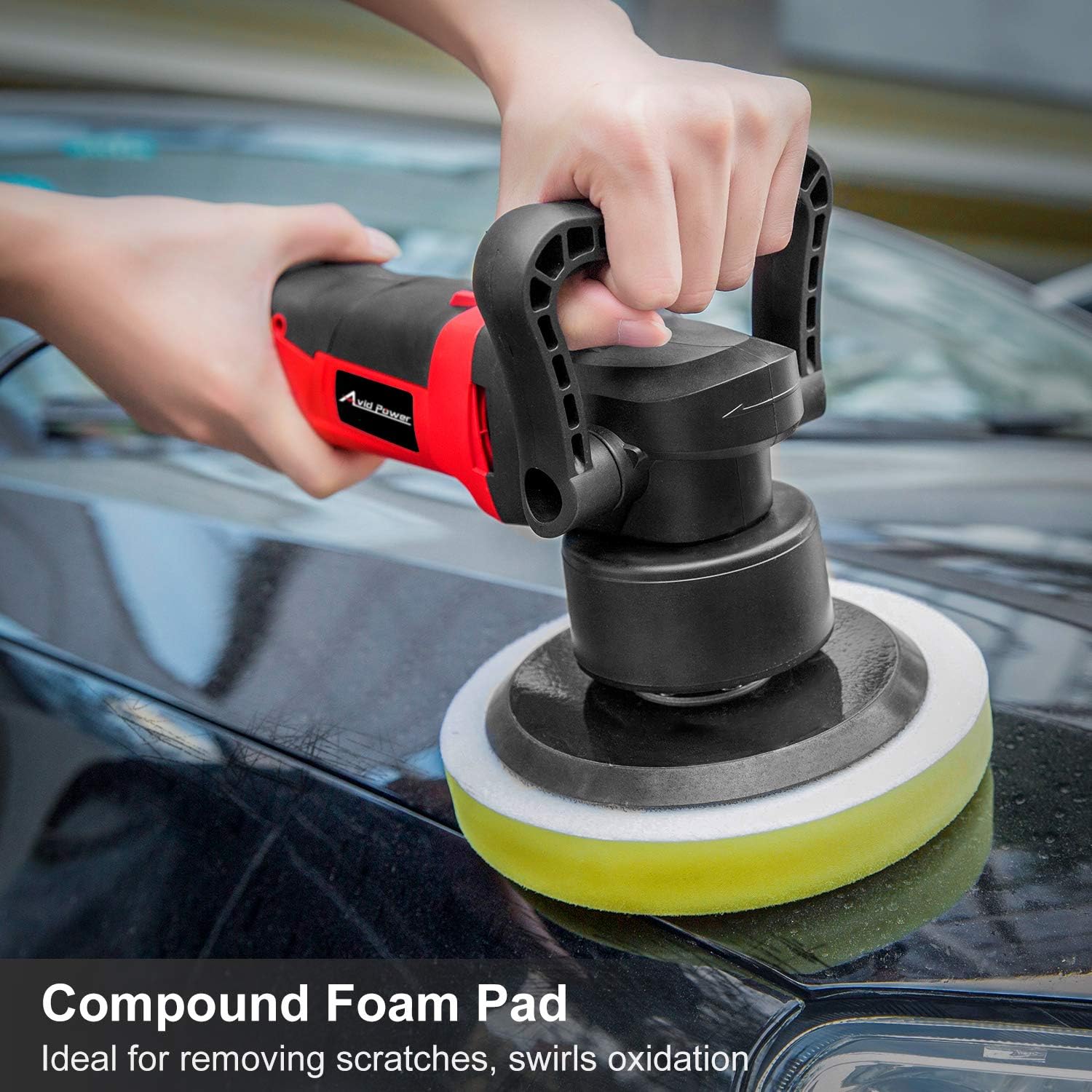 Avid Power Buffer Polisher, 6-inch Dual Action Polisher Random Orbital Car Buffer Polisher Waxer with Variable Speed, 3 Foam Pads for Car Polishing and Waxing, AEP127