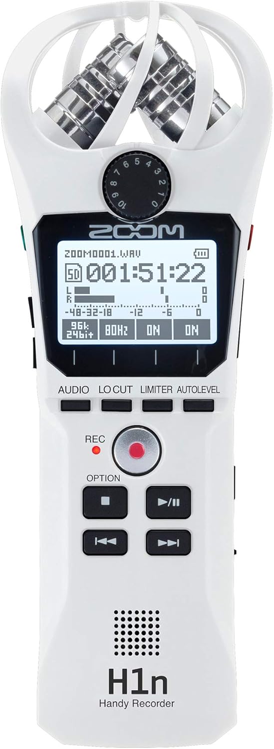 Zoom H1n Portable Recorder, Onboard Stereo Microphones, Camera Mountable, Records to SD Card, Compact, USB Microphone, Overdubbing, Dictation, For Recording Music, Audio for Video, and Interviews