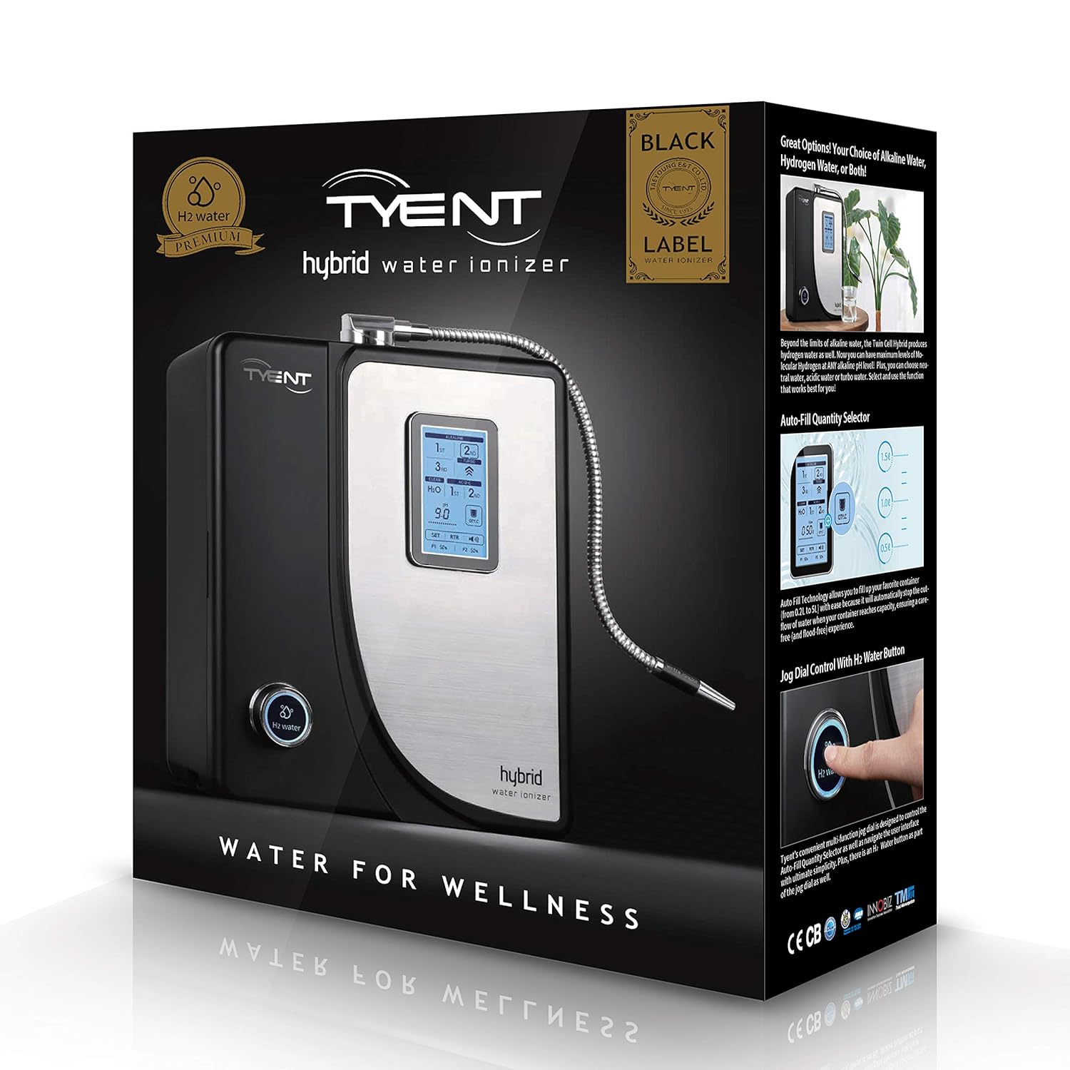 Tyent - H2 Hybrid Water Ionizer - Industry-First Twin-Cell Hybrid Technology - Hydrogen-Enriched Water at Neutral & Alkaline pH - Touchscreen & Autofill Controls - Advanced Filtration for Wellness