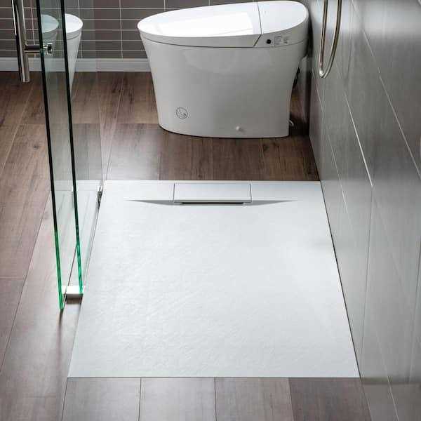 Woodbridge Alcove Zero Threshold Shower Pan Base with Left/Right Drain in White,Low Profile,Wheel Chair Access - Shop Hardware Tools Online Store