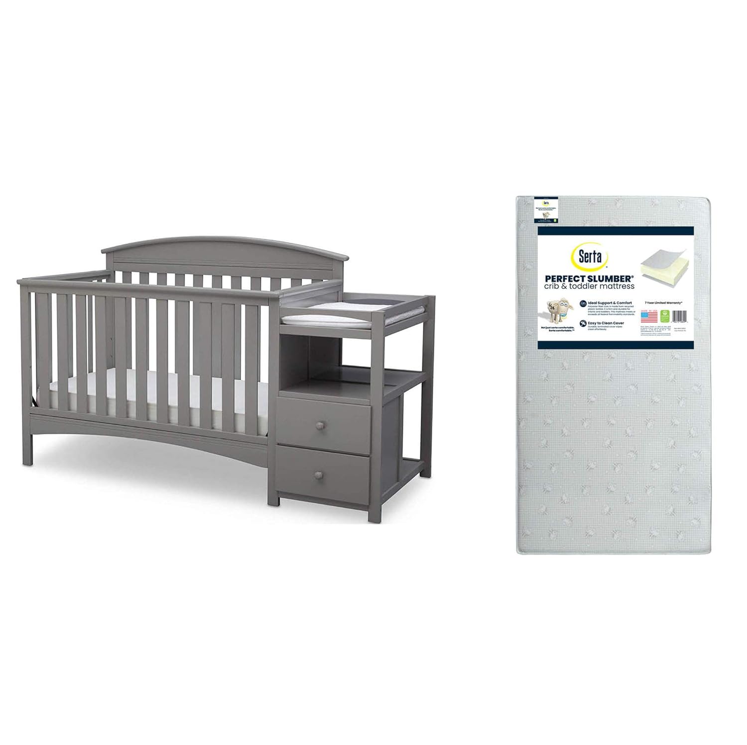 Delta Children Abby Convertible Crib and Changer, Bianca White