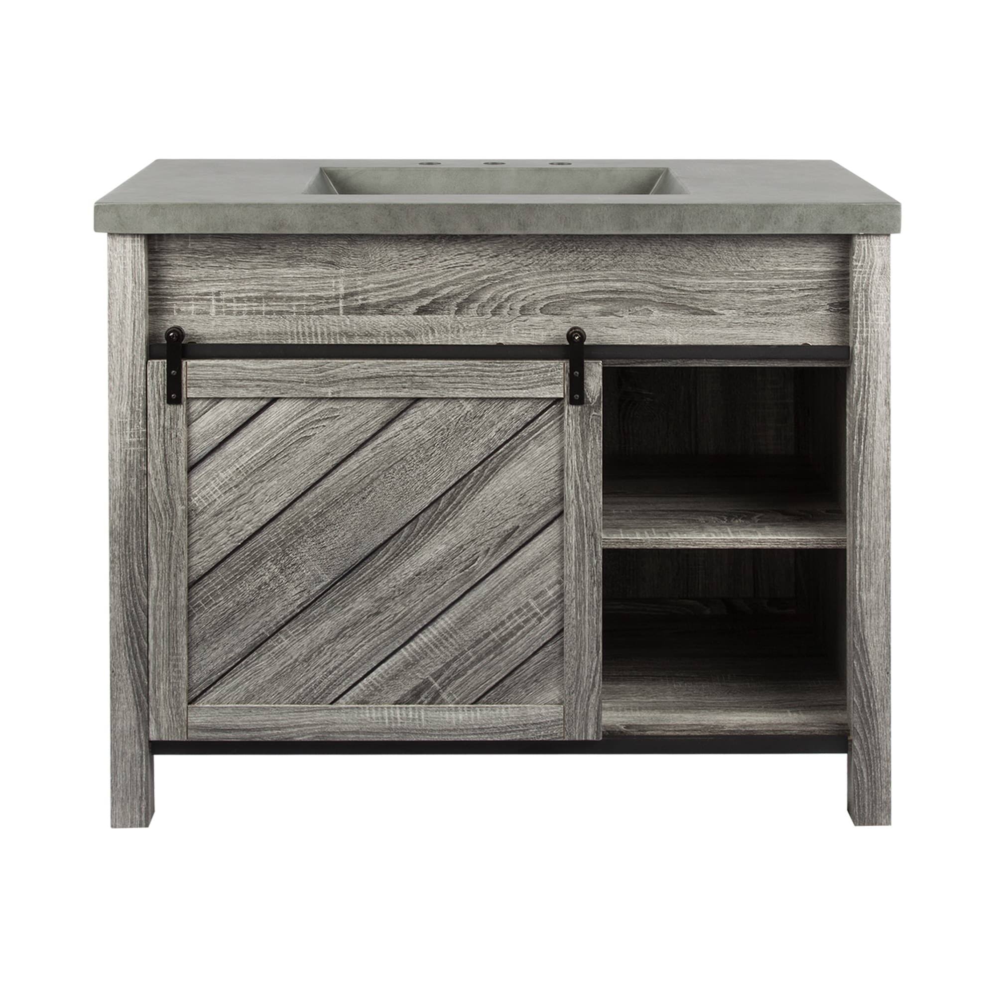 Saint Birch Cristopher Vanity Cabinet with 42-Inch Cement Top - Grey - Wood Finish/Natural Finish