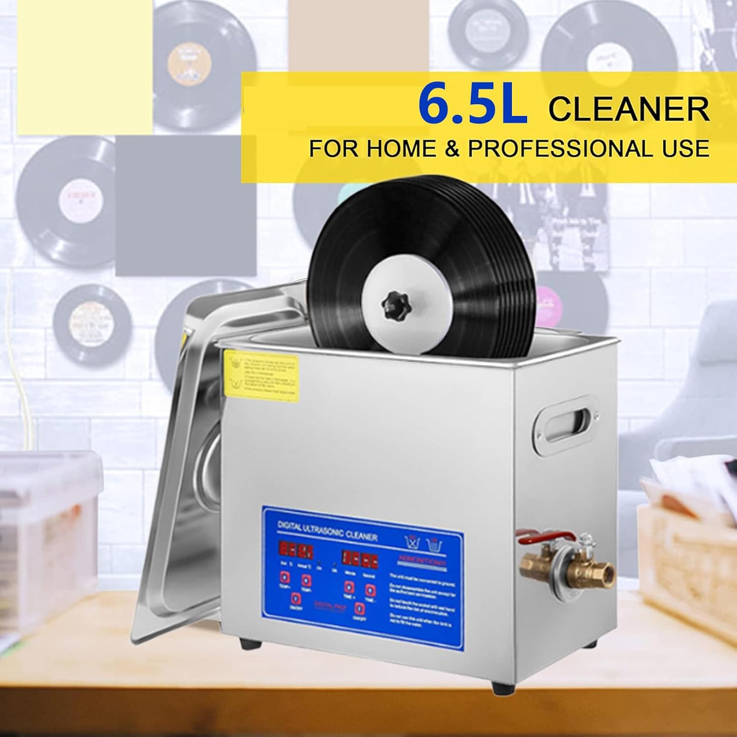 Commercial Vinyl Record Cleaning Machine 6L Professional 40kHz with Digital Timer&Heater Excellent Cleaning Machine for Watch Instruments Industrial Parts Excellent Cleaner Solution